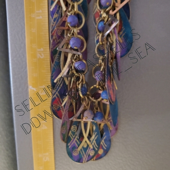 Vintage Jody Coyote Mixed Metal and Paint Peacock Necklace and Earring Set - Picture 11 of 14